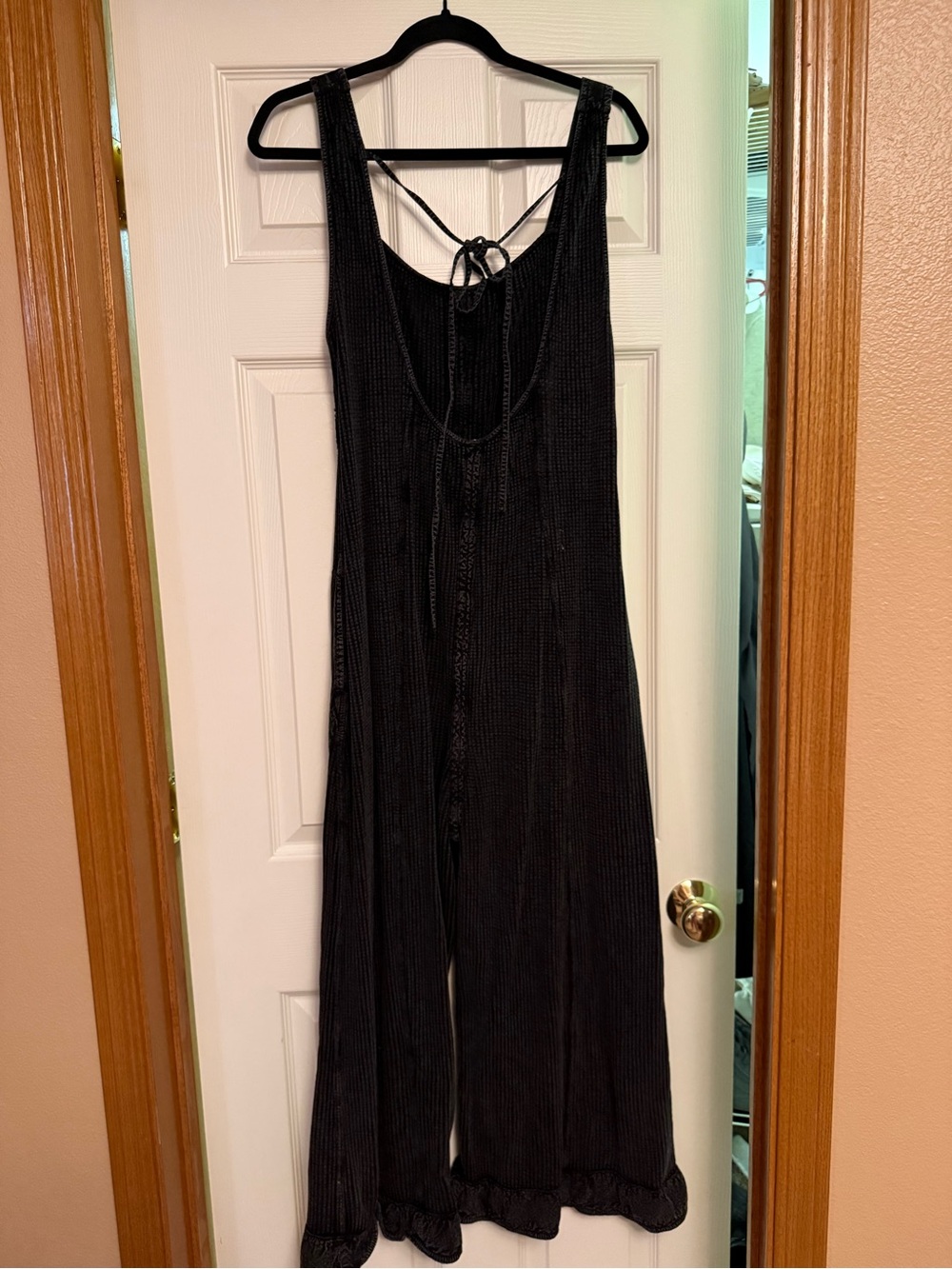 Free people waffle jumpsuit washed black size S